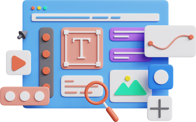 3D web design. Web UI UX design concept