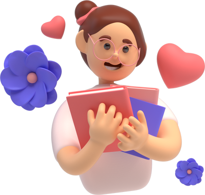 3D Woman Carrying Books